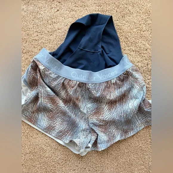 OV Ready Set Lined Running Shorts Pockets Blue Grey Print XS - Picture 7 of 8